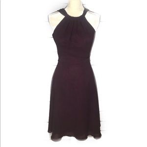 Lazaro halter cocktail dress, eggplant, si…